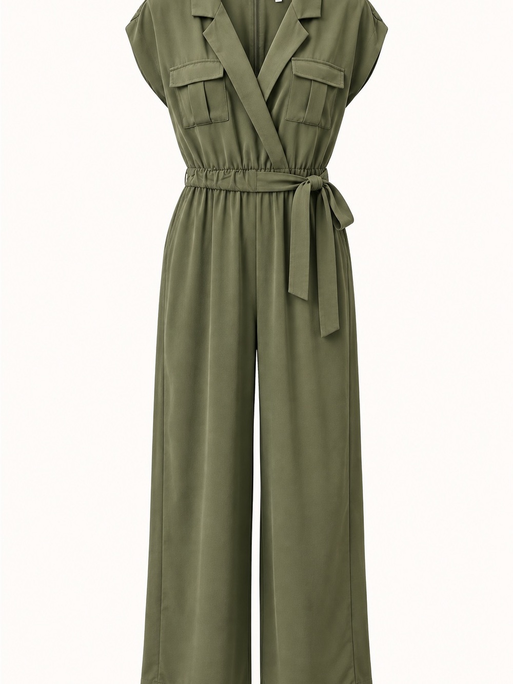 Japna Olive Green Belted Utility Jumpsuit